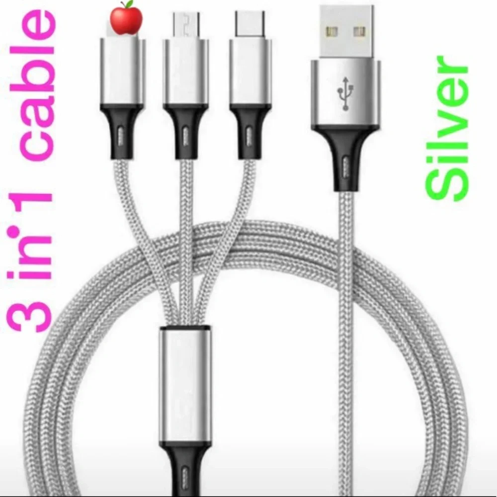 3 in 1 Fast USB Charging Cable universal for IPhone Samsung Android 5 colors 3F